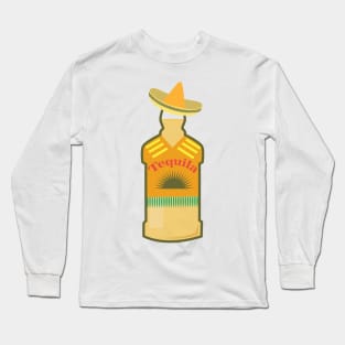 Tequila Anejo - Wine in Mexican hat - Tequila Day Long Sleeve T-Shirt